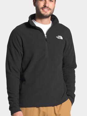 The North Face Sweatshirt 1/4 Zip Gray Pullover Cotton Blend Stretch Size XL  .